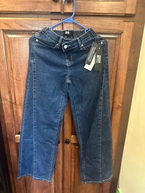 NYC Mid-Rise Dark Blue Wide-Leg Women's Jeans